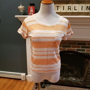 Buy2 Get 1 FREE!!⭐️ Peachy Melon Striped Pocket Tee